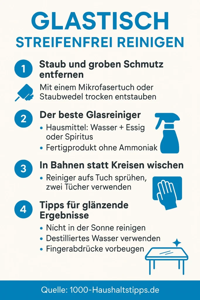 Glastisch streifenfrei reinigen