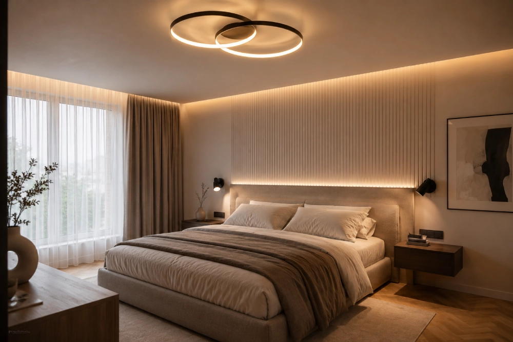 Modernes Schlafzimmer Lichtplanung