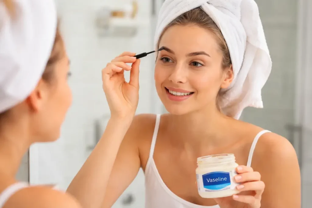Frau trägt Vaseline auf die Augenbrauen auf Vaseline für die Schönheit: 12 geniale Beauty-Tipps