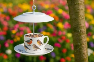 Vogelfutter zum Aufhängen selber machen - DIY-Anleitung aus altem Geschirr